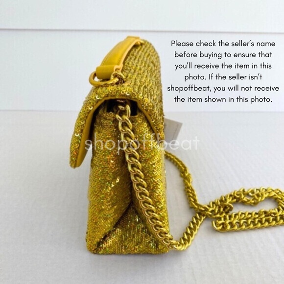 NEW Kurt Geiger Sequins Medium Kensington Bag Yellow - Picture 7 of 15